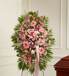 Deepest Sympathies Standing Spray - Pink Flower Power, Florist Davenport FL
